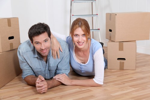 Removal team preparing for a Bayswater home move with boxes and furniture