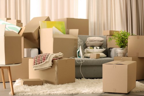 Organised boxes and labelled packing materials for a Bayswater relocation