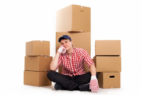 Packed student belongings ready for removal in Bayswater