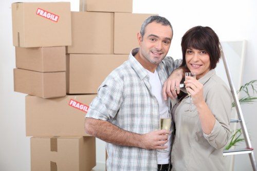 Prepared office desks, boxes, and equipment ready for relocation in Bayswater